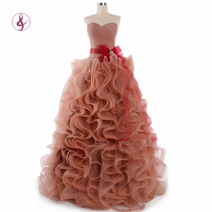 RSM6690 ruffld falda desmontable sash piso-longitud vestidos de graduación vestido de fiesta de china proveedor sin tirantes 201 - Product Image 1
