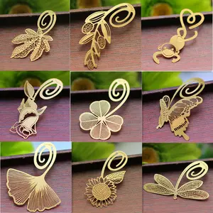 Personalizzato segnalibri in metallo oro foglia di metallo segnalibro farfalla ginkgo biloba clover segnalibri