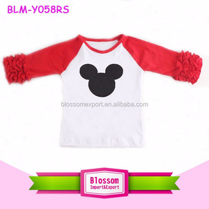 Wholesale Children's Boutique Clothing Girls Mini Mouse Icing Raglan Shirt Valentines Raglan Ruffle <strong>Kid</strong> <strong>Clothes</strong> - Product Image 2