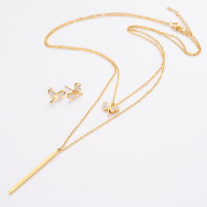 ขายส่ง Bling สแตนเลสสตีล Dragonfly ประเภทส่วนบุคคลต่างหูสร้อยคอของขวัญผู้หญิงเครื่องประดับชุด - Product Image 2