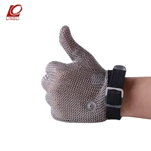 不锈钢丝网耐切割机械手套保护防割链锯带安全工作厨房屠夫手套
