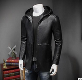 <span class=keywords><strong>Giacca</strong></span> di pelle europea Slim con cappuccio da <span class=keywords><strong>uomo</strong></span> in <span class=keywords><strong>Cashmere</strong></span> moda e tempo libero nella sezione lunga - Product Image 5