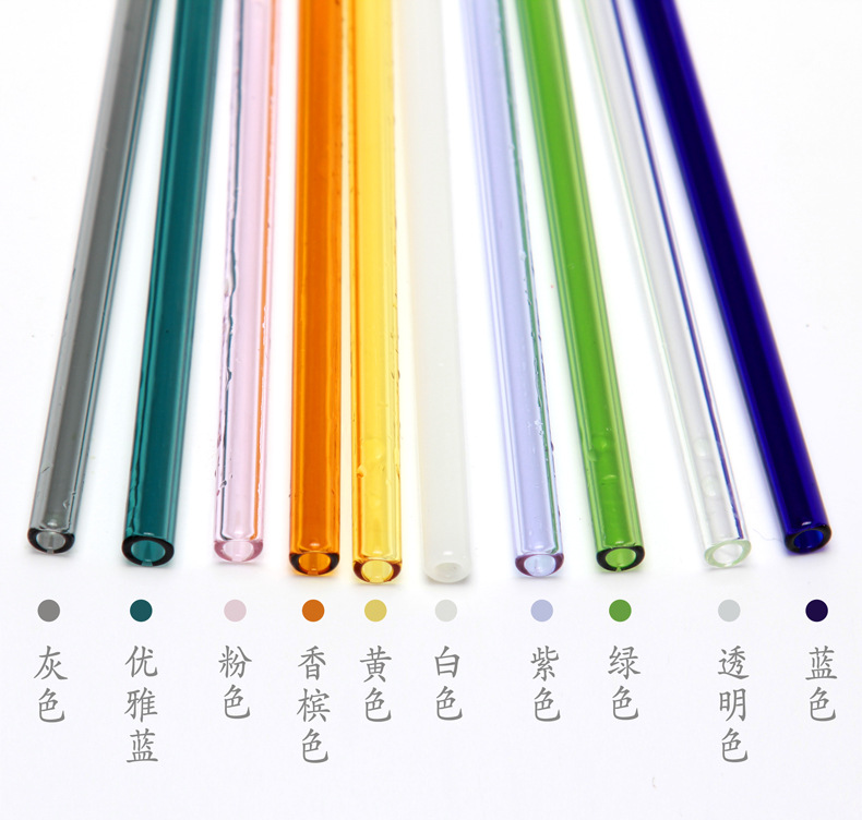 Customized color heat resistant long straight glass decorative drinking straws