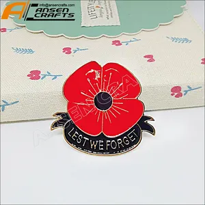 Poppy Revers Pin Herinnering Dag Memorial Day Gift Broche Pins Opdat Vergeten We Bloem Badge