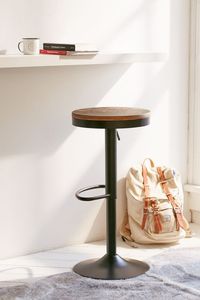<span class=keywords><strong>Tabouret</strong></span> <span class=keywords><strong>de</strong></span> <span class=keywords><strong>bar</strong></span> pivotant à hauteur réglable avec siège rond en <span class=keywords><strong>bois</strong></span> massif, base en métal, finition personnalisée - Product Image 6