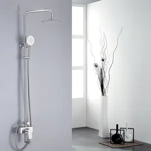 Wall Mounted Rain Shower and Massage Jet Head Hardware Sets Metered Faucets Stainless Steel in Bathroom Contemporary Modern