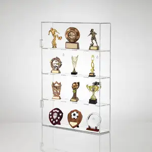 Wall Mounting Premium Perspex Acrylic Medal Display Cabinet Award Shelving Unit Acrylic Trophy Display Case