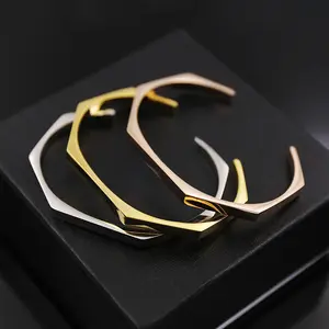 3MM Wholesale Costume Jewelry womens C Shape Stainless Steel Metal Cuff Bracelet Blanks