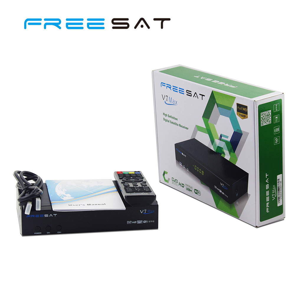 Mini HD DVB-S2 de Satélite Digital TV Receptor Freesat V7 Max Árabe FTA Decodificador MPEG4 Apoyo PowerVu