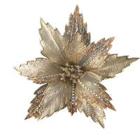 Vente chaude 2019, fleur de Noël en velours perlé avec bordure dorée, pince à cheveux
