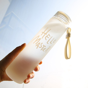 Bottiglia d'<span class=keywords><strong>Acqua</strong></span> Sportiva in Vetro Satinato con Logo Stampato, Coperchio e Corda in Silicone, Prodotta in Cina - Product Image 4