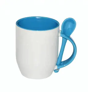 Caneca revestida da colher da cor de 11oz com copos da transferência da subolação