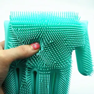 Magic Cleaning Dishwashing Gloves Reusable Silicone Dish Brush Gloves With Wash Scrubber