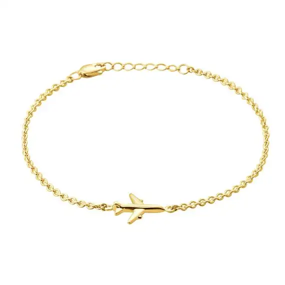 New Arrival Airplane Bracelet Airplane Aviation Jewelry Stainless Steel Gold Dainty Bracelet For Girls Gift