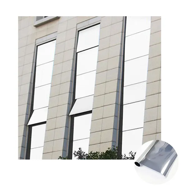 static no glue transparent ultra clear window film silver reflective for building glass