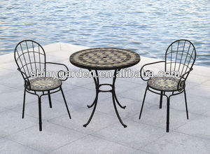 muebles de jardín moderno silla plegable y <span class=keywords><strong>mesa</strong></span> bistro conjunto con baldosas de cerámica de la superficie de mosaico - Product Image 1