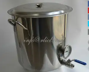 Bouilloire de brassage à domicile en acier inoxydable poli, 30 ml, Pot de Stock pour équipement de brassage à domicile avec thermomètre et Valve sans soudure