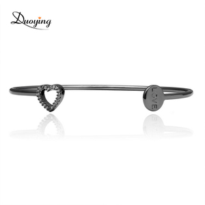 Nueva Caliente Venta de Oro Negro Rhinestone de La Joyería Del Encanto Del Corazón Pulsera Tag Grabado Brazalete Pulsera - Product Image 1