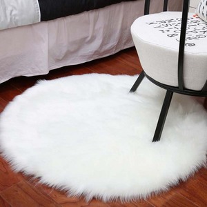 Cina fabbrica vendita calda <span class=keywords><strong>bianco</strong></span> pelliccia sintetica peluche pelle di pecora tappeti e tappeti forma rotonda - Product Image 6