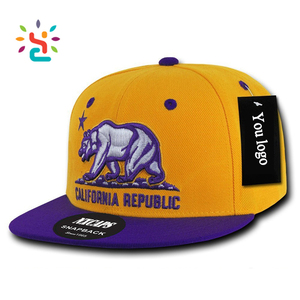 Casquette Snapback couleur Hit avec patch de broderie 2D ours République de Californie 6 panneaux Casquette de baseball bicolore - Product Image 4