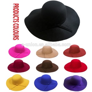 S-UNION Mode stijl dames hoeden brede rand rode wol cap 100% wol winter <span class=keywords><strong>floppy</strong></span> voelde wollen muts - Product Image 3