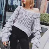 Loose Knitted Sweater for Old Ladies, Japanese Photo, WWWXX