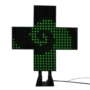 Green and Blue Bicolor LED Pharmacy Cross, animated pharmacy cross Sign 100cm