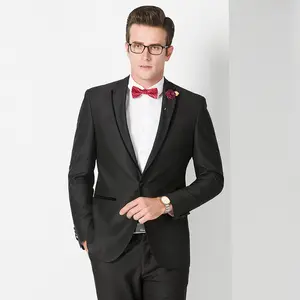 Großhandel 70% wolle schwarz einfarbig smoking neuen stil brautkleid anzüge bilder für männer