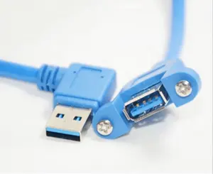 Customized One-Stop Factory Manufacturing USB 90 Degree Right Angle USB 3.0 Panel mount Extension Data Cable Cord