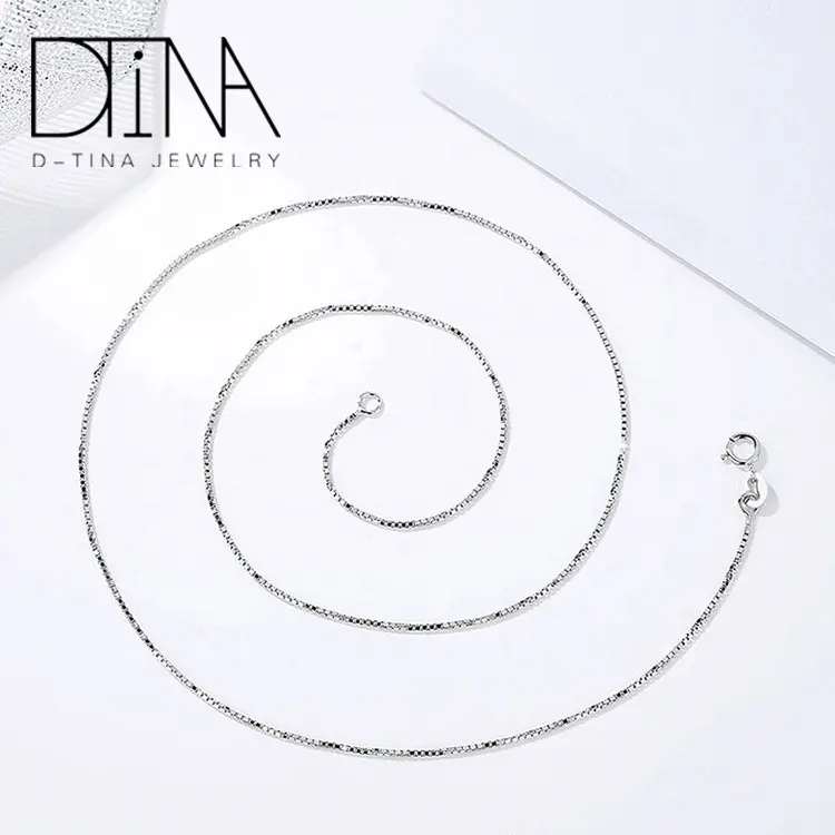 DTINA SY7 Silver Necklace Box Chain Silver Pendant Necklace