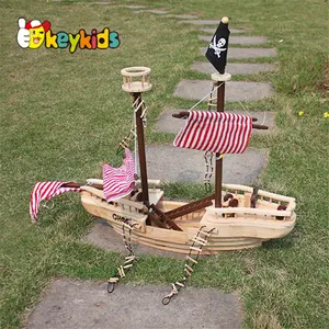 Promotional DIY 3D wooden toy pirate ship,Handmade kid wooden pirate ship toy,Wooden toy pirate ship for Exhibition W03B001