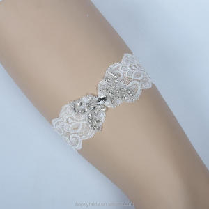 Lowosaiwor Meilleures ventes Jarretière de mariée sexy pour femme avec applique en cristal et <span class=keywords><strong>strass</strong></span>, en soie extensible - Product Image 2
