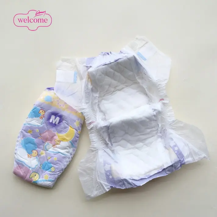 Оптовая продажа, бесплатный образец одноразовых детских подгузников с принтом в Китае