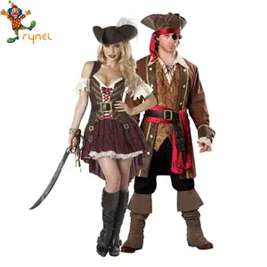 New design fat women sexy pirate fancy dress costume and handsome men pirate halloween cosplay costume