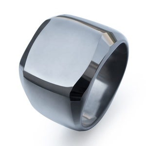 Vòng vonfram Nam 17mm Retro rắn bóng vuông đen lớn Vòng thép vonfram - Product Image 1