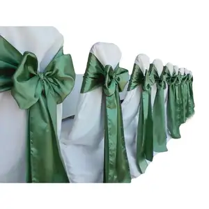 Wholesale 100% polyester deep green satin butterfly bow wedding chair sashes