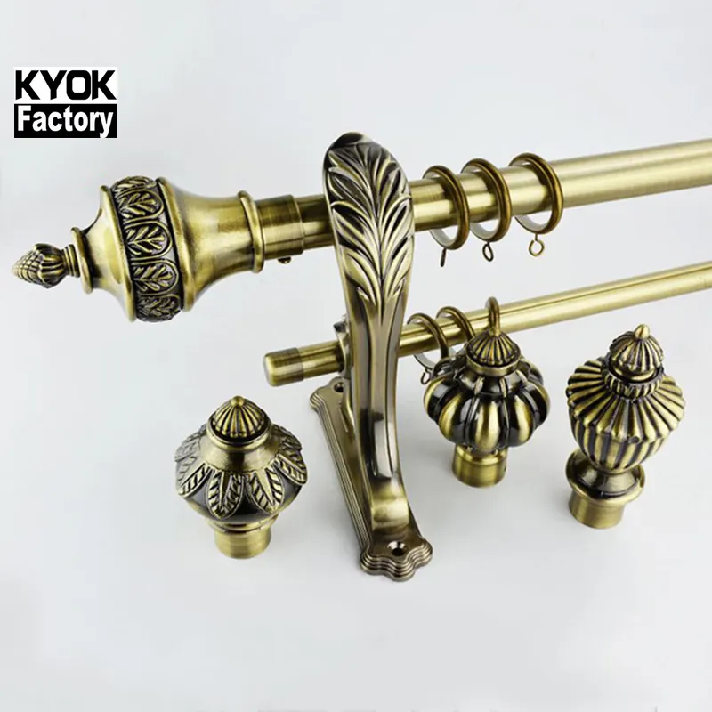 19/19mm Double Layer Antique Brass Eyelet Curtain Pole Mosaic 1.2m 1.5m 2.4m 3m 