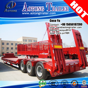 JUYUAN QINGDAO para sinotruk paso marco semi remolques de camión/cóncavo opcional 3 ejes de 60 toneladas cama baja remolque - Product Image 1