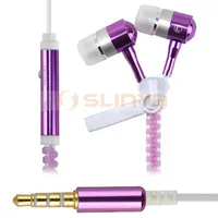 Kabel Manajer Olahraga Jenis Mic Colorful 3.5mm In-telinga Mobile Zipper Earphone