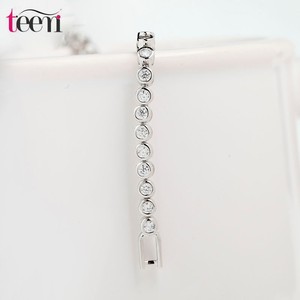 Platinum Teemi Wholesale 2015 Mujeres de lujo plateado genuino Ronda Clear CZ novia de la boda Pulseras y brazaletes de tenis - Product Image 2