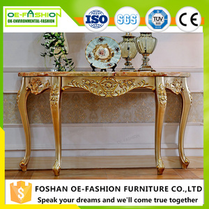 หรูหราโบราณสไตล์ฝรั่งเศสหินอ่อนด้านบนไม้แกะสลักผนังคอนโซลตาราง - Product Image 2