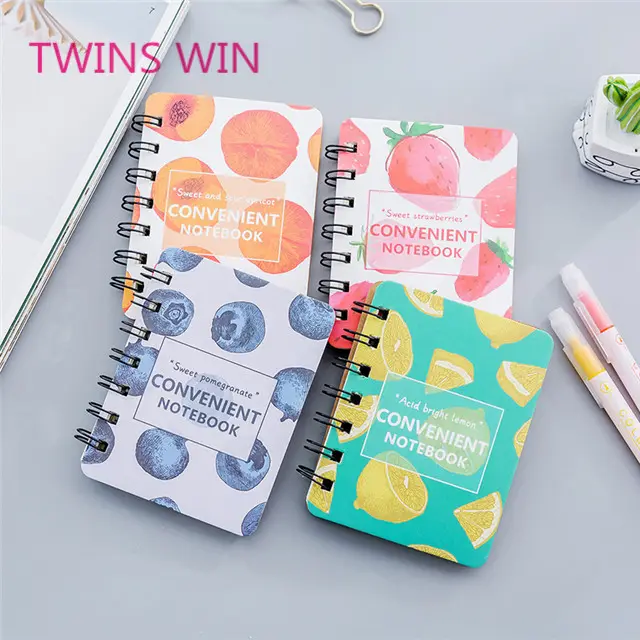 Australia cheap gifts stationery items list with price wholesale custom fruit printing eco recycled paper spiral notepads 1142