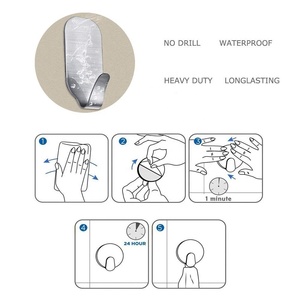 8 Pack <strong>Wall</strong> Mounted Towel Coat Hat <strong>Key</strong> Robe No Drill Pre-taped Stainless Steel Metal Self Adhesive Sticky Holder <strong>Hook</strong> - Product Image 3