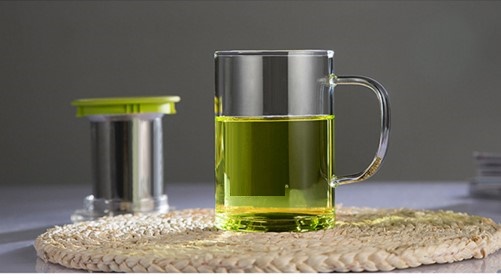 borosilicate glass tea cup/Mug With Tea Infuser/tea mug with stainless steel infuser borosilicate glass mug