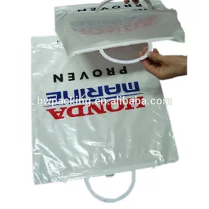 Custom Rigid Clip Snap Seal Hook Hard Handle Packaging Clothes Poly Plastic Shopping Bag With Logo