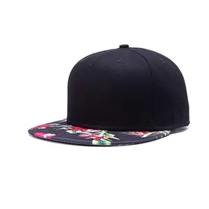 Floral Flower Hawaiian Cotton Adjustable Snapback Hats Men's Women's Hip-Hop Flat Bill Baseball Caps