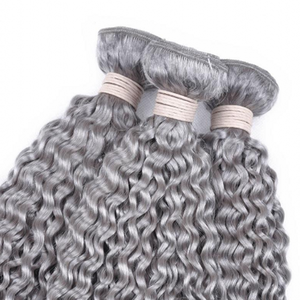 100% ब्राजील ग्रे रेमी मानव बाल गांठदार घुंघराले मानव बाल बुनाई - Product Image 3