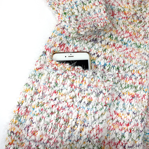 Winter High Quality Knitted Colorful rainbow Sweater <strong>Oversize</strong> Open Stitch Long Sleeve Women Top <strong>Cardigan</strong> with Pockets - Product Image 3