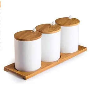 食品级定制标志现代厨具陶瓷罐木罐，用于香料