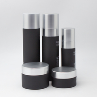 Botol Toner kosmetik kaca buram hitam 4oz bentuk silinder 100ml dengan semprotan pompa untuk krim wajah dan perawatan kulit